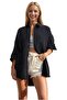 Women's Black Single Pocket Oversize 100% Cotton Muslin Shirt