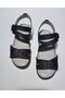 100% Genuine Leather Inside and Out, Black Color, Wedge Heel, Light Sole, Velcro Sandals. - 5