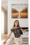 Women's Leopard Patterned Short-Sleeved Boat Neck Elegant Summer Blouse - 4