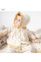 Crispy Flower Ruffled 100% Cotton Newborn Baby Girl 5 Piece Natural Hospital Outfit Set - 3