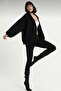 Women's Black Oversize Zipper Cardigan - 5