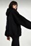 Women's Black Oversize Zipper Cardigan - 3
