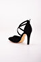 High Heeled Banded Black Suede Women's Stilettos - 5