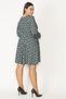 Women's Large Size Green Wrap Collar Dress with Elastic Detail on the Cuff and Waist 65n27422 - 5