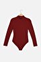 Bordo Dik Yaka Çıtçıtlı Örme Body TWOAW21BD0008 - 6