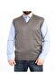 Men's Dark Gray V-Neck Fine Wool Knitwear Knitted Anti-Pilling Sweater