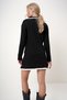 Women's Black Polo Neck Buttoned Knitwear Sweater and Skirt Double Suit Alc-X12750 - 6