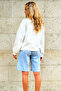 Women's White Stand Collar Zippered 3 Thread Crop Sweatshirt with Inner Lining Alc-X12757 - 6
