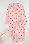 Pembe Kalpli Gömlek Yaka Örme Pijama Takımı TBBAW23AI00019 - 3