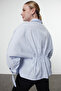 Blue White Striped Basic Long Sleeve Back Elastic Woven Plus Size Blouse Tbbaw25Af00022 - 5