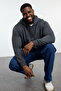 Plus Size Anthracite Regular Fit Hooded Fleece Inside Sweatshirt Tmnaw25Ao00006 - 2
