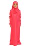 Two Pieces Kids Prayer Dress Set Suit with Scarf, Islamic Clothing Suit for Girls - Red