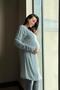 Cotton Gray Maternity Nightgown with 4-Piece Sleeping Glasses - 3