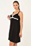 Black Dress Nightgown with Breastfeeding Function - 3