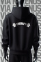 Gym Therapy Front and Back Printed 3 Thread Wide Fit Black Hooded Sweatshirt