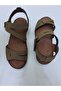 100% Genuine Leather Inside and Out, Khaki Color, Wedge Heel, Light Sole, Velcro Sandals. - 5