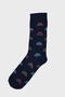 Unisex Navy Blue Planet Car Astronaut Patterned Colorful Socks 3-Piece - 3