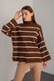Women's Sweater, Women's Oversize Striped Half Turtleneck Knitwear Sweater, Striped Sweater, Oversize Sweater