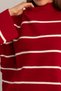 Women's Red Oversize Striped Half Turtleneck Knitwear Sweater, Striped Sweater, Women's Sweater - 6