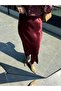 Burgundy Satin Skirt - 4