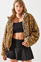 Women's Camel Leopard Patterned Faux Fur Coat 2426 60251795 - 5