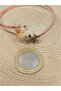 Citrine stone leaf motif copper bracelet (52486) - 2