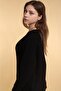 Women's Black Oversize Casual V-Neck Knitwear Sweater - 3