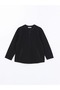 Lcw Grace New Black Crew Neck Self-Patterned Women's Zipper Sweatshirt