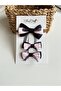 3-Piece Pink Black Buckle Set - Mixed Clip and Elastic - 3