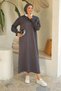 Women's Balloon Sleeve Cold Yarn Mercerized Knitwear Dress - 2