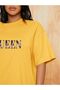 Queen Printed Oversize Floral Women's Yellow T-Shirt - 2