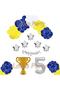 5 Year Old Themed Balloon Set - Yellow Navy Blue White Balloon - Mug and Number Foil Balloon