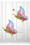 Gold Butterfly Foil Balloon - Gold - Pink Butterfly Foil Balloon 2 Pieces