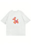 Women's Baloon Dog Printed Crew Neck Oversize Tshirt