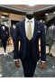 Navy Blue Slimfit Vest Suit - 5