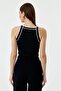 Halter Collar Knitwear Women's Blouse Black - 4