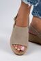 Penny Women's Genuine Leather Buckled Belted Beige Sandals - 4