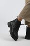 Samantha Women's Genuine Leather Lace-up Zippered Buckle Black Boots - 6