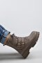 Hannah Women's Genuine Leather Lace-up Zippered Buckle Mink Boots - 4
