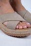 Tegan Women's Genuine Leather Double Band Cross Slippers Beige Suede Slippers - 3