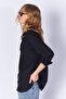 Women's Black Linen Effect Shirt with Pockets| MKS163420-01 - 3