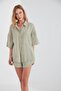 Olive Oversize Shirt and Shorts Set - MKS189596-01 - 3
