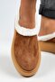 Miranda Women's Genuine Leather Flat Fur Lined Tan Slippers - 7