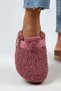 Juno Women's Textile Furry Genuine Leather Belted Buckle Lilac Slippers - 6