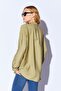 Olive V-Neck Women's Loose Shirt |   Mks166918-01 - 5