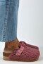 Juno Women's Textile Furry Genuine Leather Belted Buckle Lilac Slippers - 2