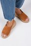 Penny Women's Genuine Leather Belted Buckle Tan Sandals