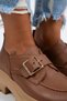 Gloria Women's Genuine Leather Loafers Belted Buckled Tan Shoes - 3
