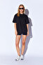 Black Thick Soft Textured Injection-Printed Minimal Print Detail Oversize 100% Cotton Unisex T-Shirt |   5397 - 3