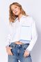 White Pocket and Cuff Detailed Crop Striped Shirt| MKS169146-01 - 2